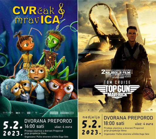 Dvije kino predstave 5.veljače