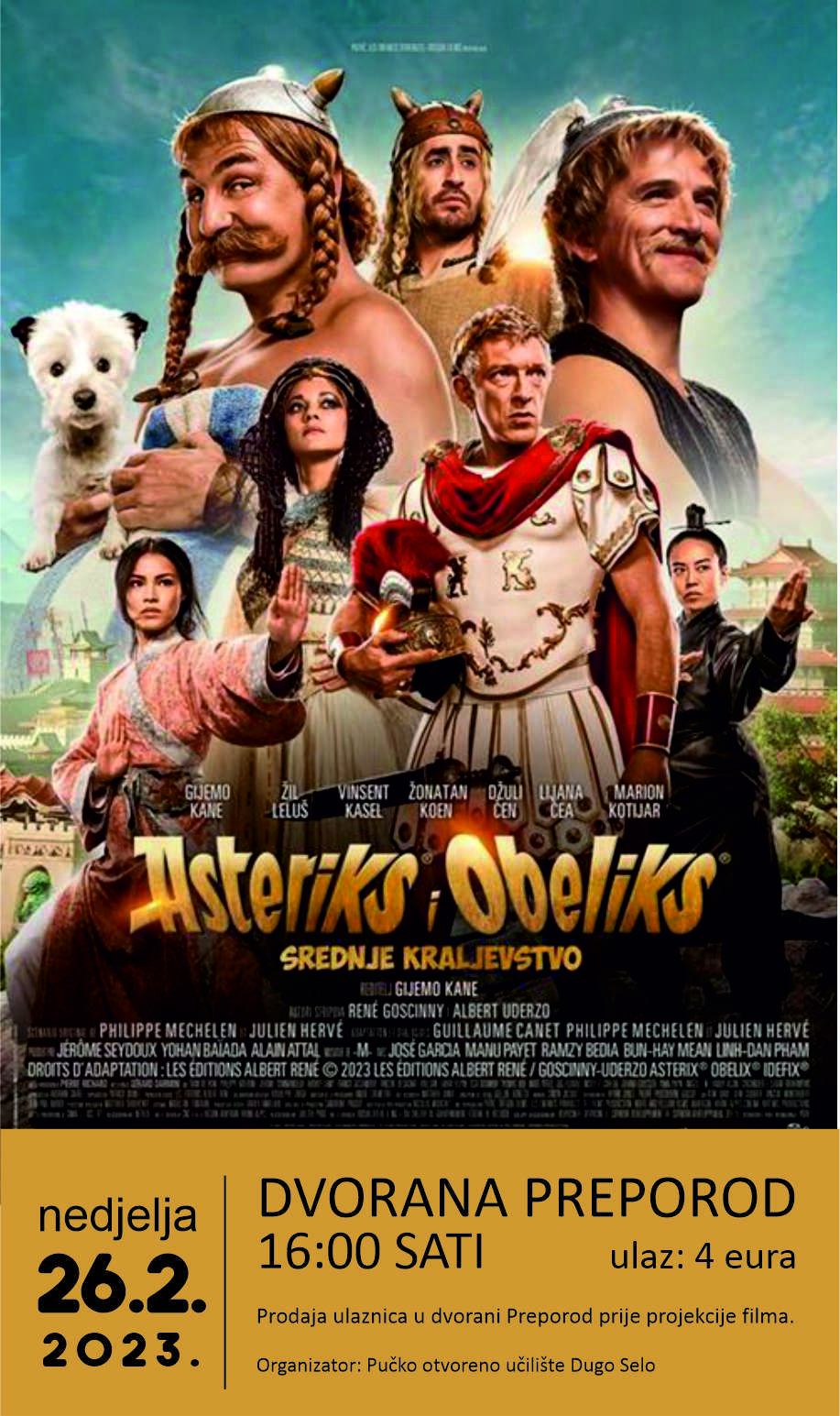 Dugoselsko kino nedjeljom: Asterix i Obelix - Srednje kraljevstvo