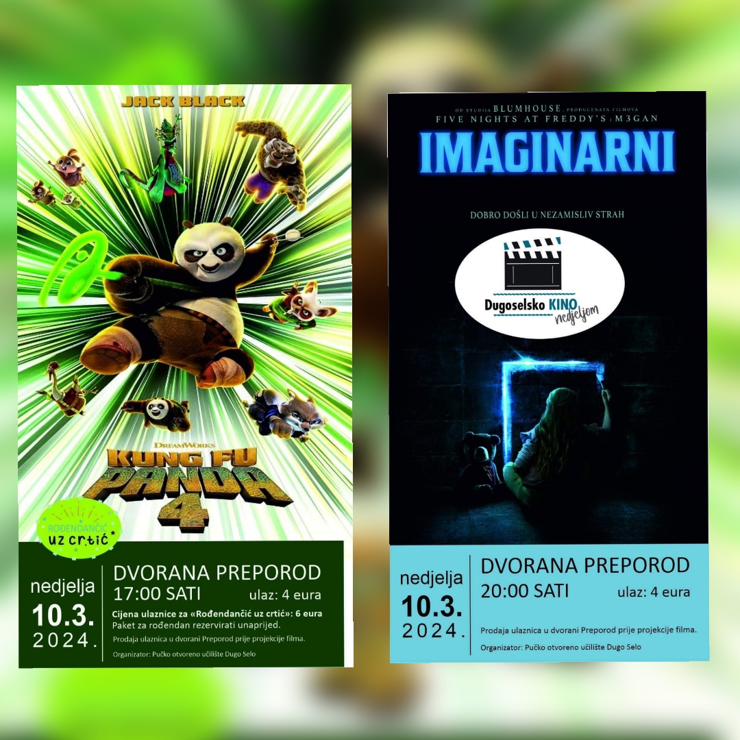 Dugoselsko kino 10.ožujka: &quot;Kung fu panda 4&quot; i &quot;Imaginarni&quot;